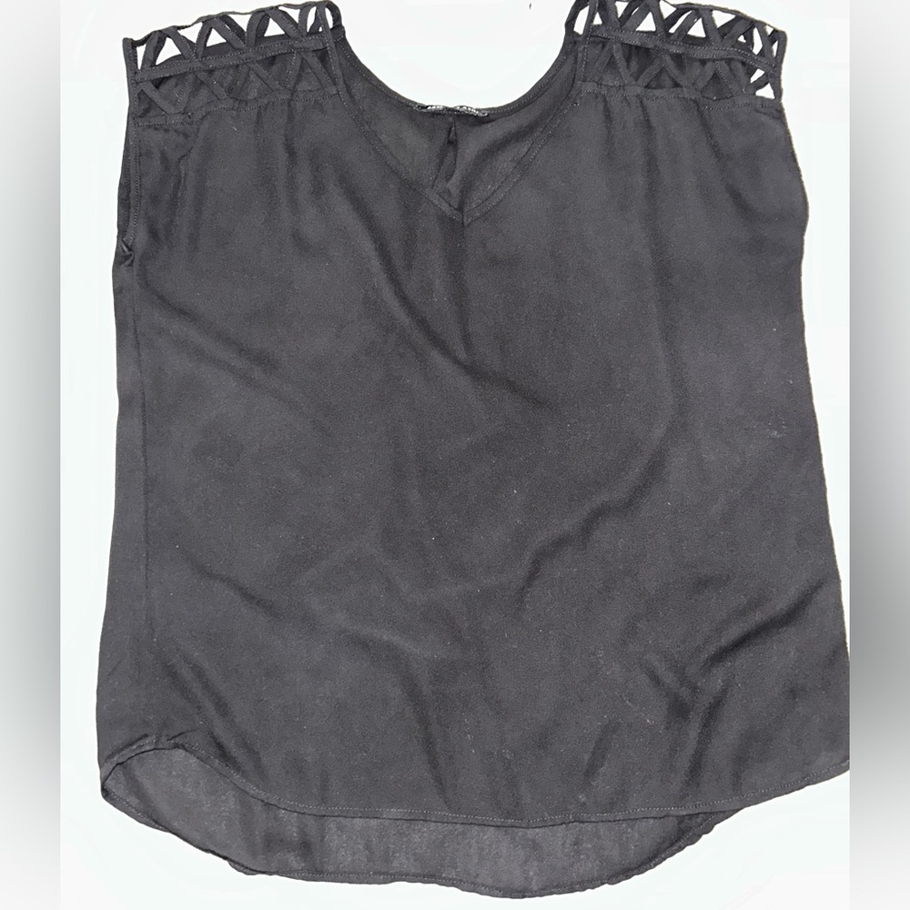 Absolute Angel Black Tank Top with Rounded Neckline